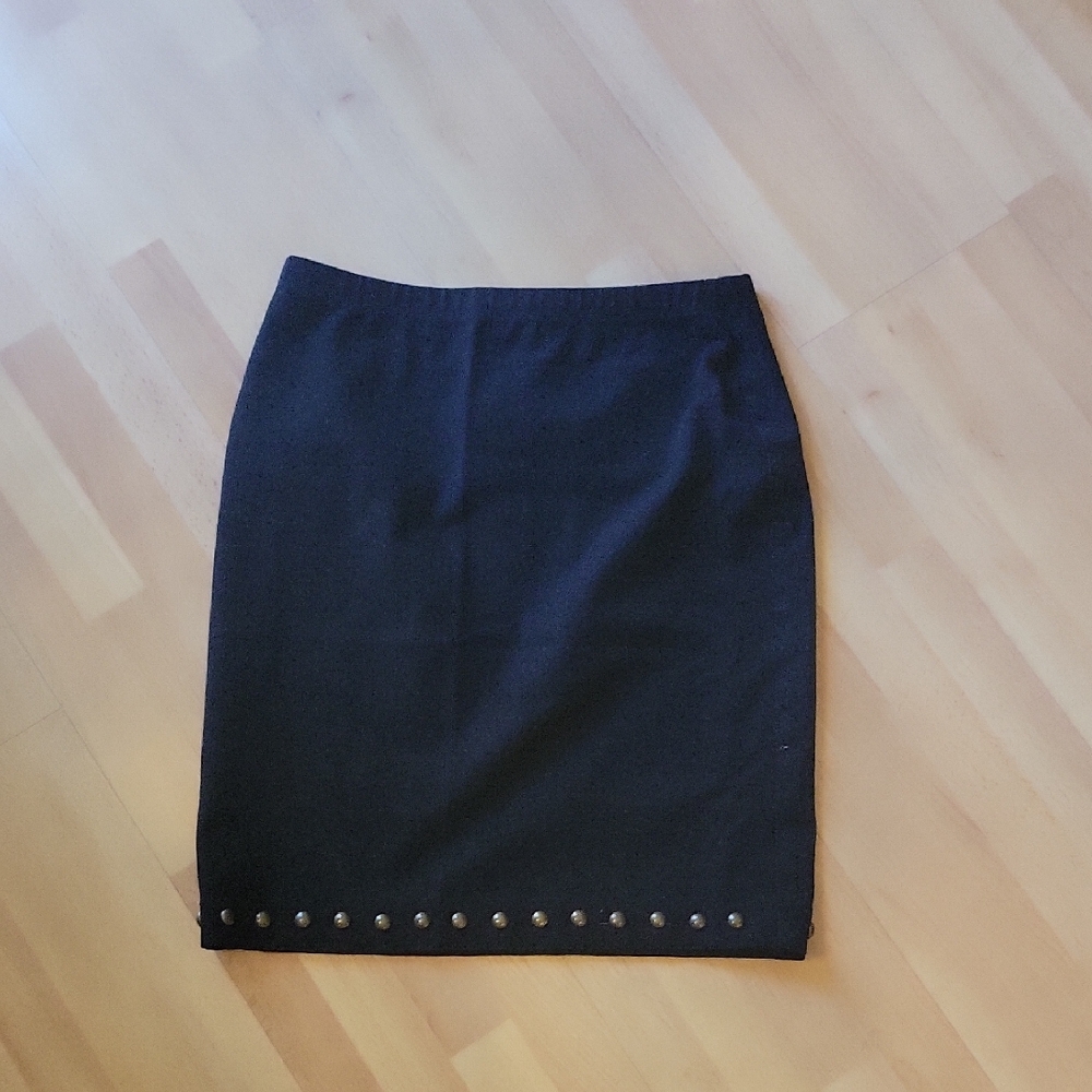 Karen Kane Black Pencil Skirt with Metallic Details